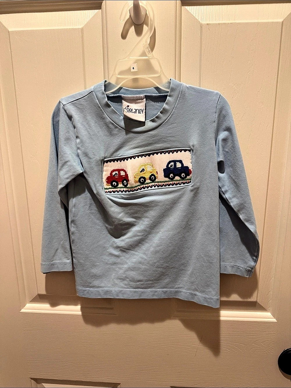 Delaney Boys Smocked Cars Long Sleeve T-Shirt Blue 3T